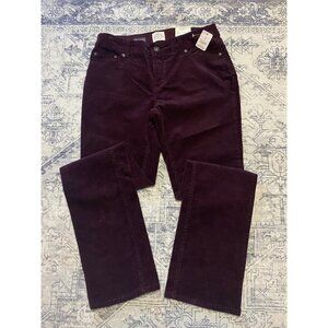 St Johns Bay Womens Secretly Slender Burgundy Corduroy Straight Leg Pants Size 8